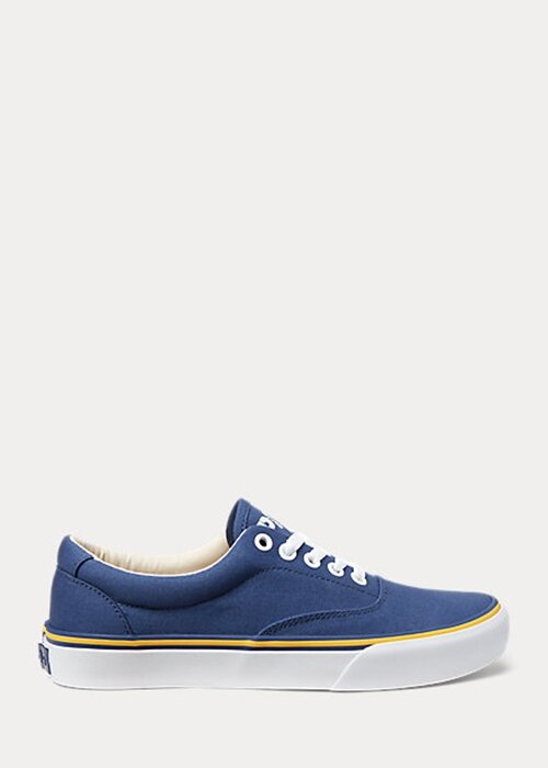 Námořnické dámské bavlněné plátěné tenisky Ralph Lauren Logo Námořnické dámské bavlněné plátěné tenisky Ralph Lauren Logo