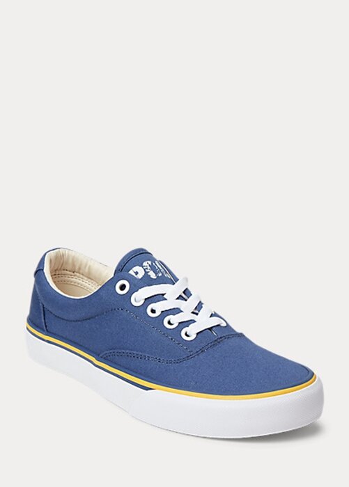 Námořnické dámské bavlněné plátěné tenisky Ralph Lauren Logo Námořnické dámské bavlněné plátěné tenisky Ralph Lauren Logo