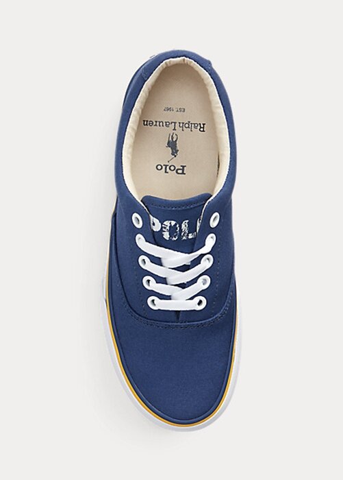 Námořnické dámské bavlněné plátěné tenisky Ralph Lauren Logo Námořnické dámské bavlněné plátěné tenisky Ralph Lauren Logo