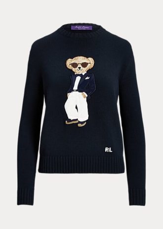 Námořnické dámské bavlněné svetry Tuxedo Bear Ralph Lauren Námořnické dámské bavlněné svetry Tuxedo Bear Ralph Lauren