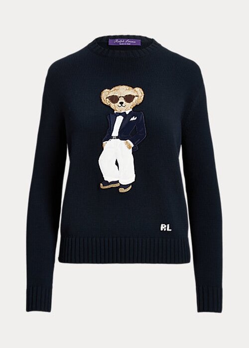 Námořnické dámské bavlněné svetry Tuxedo Bear Ralph Lauren Námořnické dámské bavlněné svetry Tuxedo Bear Ralph Lauren