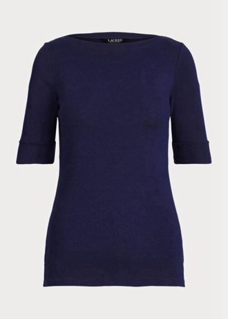 Námořnické dámské bavlněné topy s lodním výstřihem Ralph Lauren