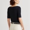 Námořnické dámské bavlněné topy s lodním výstřihem Ralph Lauren