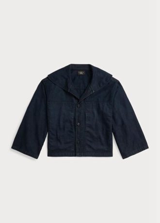 Námořnické dámské bundy Ralph Lauren Cropped Indigo Bavlna-lněná
