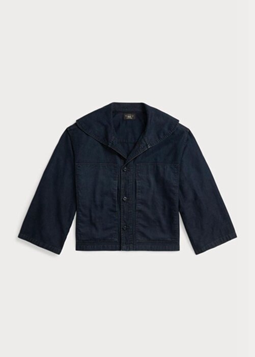 Námořnické dámské bundy Ralph Lauren Cropped Indigo Bavlna-lněná Námořnické dámské bundy Ralph Lauren Cropped Indigo Bavlna-lněná
