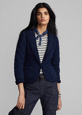 Námořnické dámské bundy Ralph Lauren prošívané Indigo Jersey