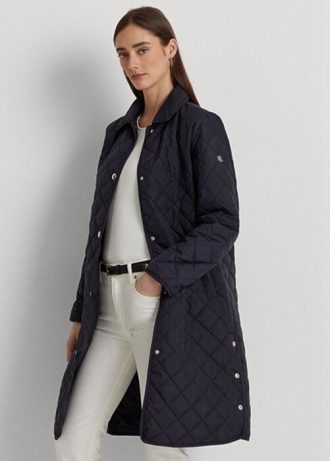 Námořnické dámské dlouhé prošívané bundy Ralph Lauren
