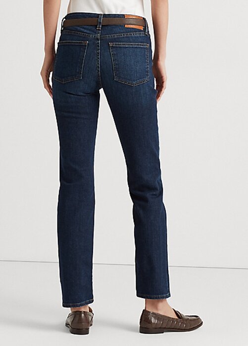Námořnické dámské džíny Ralph Lauren s nízkým vzestupem rovné křivky Námořnické dámské džíny Ralph Lauren s nízkým vzestupem rovné křivky