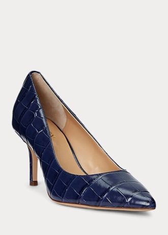 Námořnické dámské embosované kožené podpatky Ralph Lauren Lanette Námořnické dámské embosované kožené podpatky Ralph Lauren Lanette