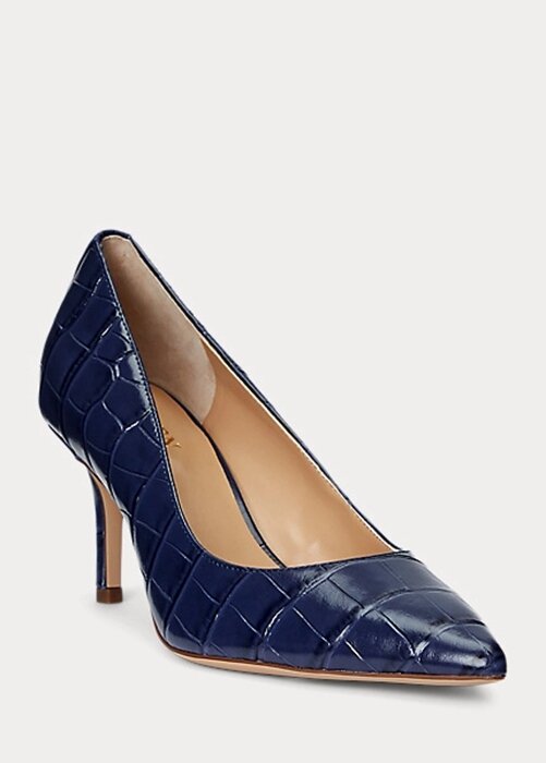 Námořnické dámské embosované kožené podpatky Ralph Lauren Lanette Námořnické dámské embosované kožené podpatky Ralph Lauren Lanette
