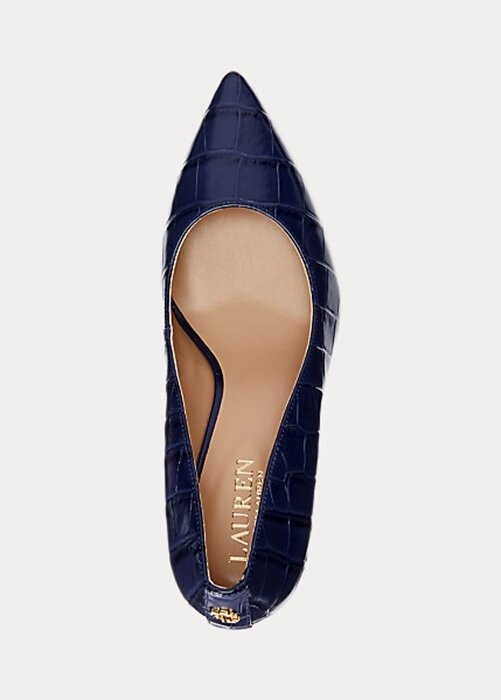 Námořnické dámské embosované kožené podpatky Ralph Lauren Lanette Námořnické dámské embosované kožené podpatky Ralph Lauren Lanette