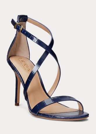 Námořnické dámské embosované kožené sandály Ralph Lauren Gabriele Námořnické dámské embosované kožené sandály Ralph Lauren Gabriele