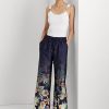 Námořnické dámské široké kalhoty Ralph Lauren Floral Charmeuse Námořnické dámské široké kalhoty Ralph Lauren Floral Charmeuse