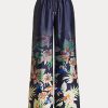 Námořnické dámské široké kalhoty Ralph Lauren Floral Charmeuse Námořnické dámské široké kalhoty Ralph Lauren Floral Charmeuse