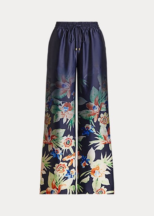 Námořnické dámské široké kalhoty Ralph Lauren Floral Charmeuse Námořnické dámské široké kalhoty Ralph Lauren Floral Charmeuse