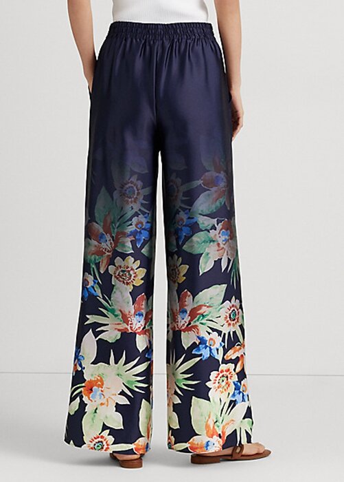 Námořnické dámské široké kalhoty Ralph Lauren Floral Charmeuse Námořnické dámské široké kalhoty Ralph Lauren Floral Charmeuse