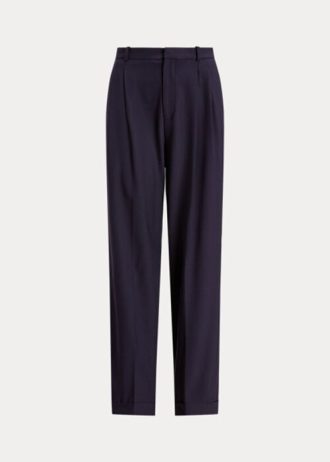 Námořnické dámské kalhoty Ralph Lauren s rovnými nohama z vlněné směsi