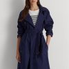 Námořnické dámské keprové kabáty Ralph Lauren ze směsi bavlny Námořnické dámské keprové kabáty Ralph Lauren ze směsi bavlny