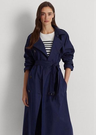 Námořnické dámské keprové kabáty Ralph Lauren ze směsi bavlny Námořnické dámské keprové kabáty Ralph Lauren ze směsi bavlny