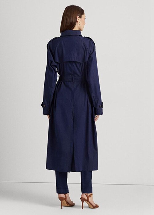 Námořnické dámské keprové kabáty Ralph Lauren ze směsi bavlny Námořnické dámské keprové kabáty Ralph Lauren ze směsi bavlny