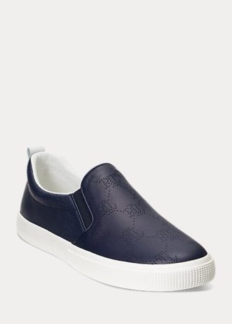 Námořnické dámské kožené nazouvací tenisky Ralph Lauren Haddley Logo Námořnické dámské kožené nazouvací tenisky Ralph Lauren Haddley Logo