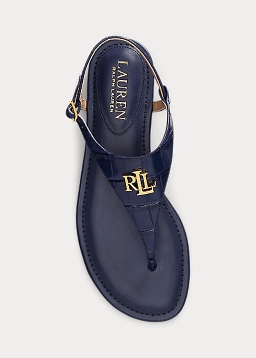 Námořnické dámské kožené sandály Ralph Lauren Ellington s reliéfem Námořnické dámské kožené sandály Ralph Lauren Ellington s reliéfem