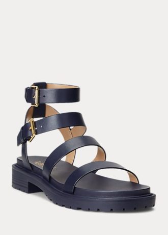 Námořnické dámské kožené sandály Ralph Lauren Kayleen Nappa Námořnické dámské kožené sandály Ralph Lauren Kayleen Nappa
