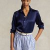 Námořnické dámské košile Ralph Lauren Mulberry Silk Shir Námořnické dámské košile Ralph Lauren Mulberry Silk Shir