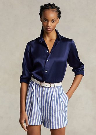 Námořnické dámské košile Ralph Lauren Mulberry Silk Shir Námořnické dámské košile Ralph Lauren Mulberry Silk Shir