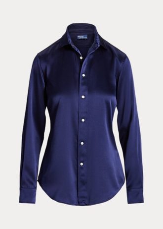 Námořnické dámské košile Ralph Lauren Mulberry Silk Shir Námořnické dámské košile Ralph Lauren Mulberry Silk Shir
