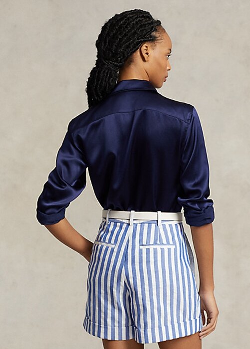 Námořnické dámské košile Ralph Lauren Mulberry Silk Shir Námořnické dámské košile Ralph Lauren Mulberry Silk Shir