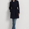 Námořnické dámské krepové zavinovací kabáty Ralph Lauren Námořnické dámské krepové zavinovací kabáty Ralph Lauren
