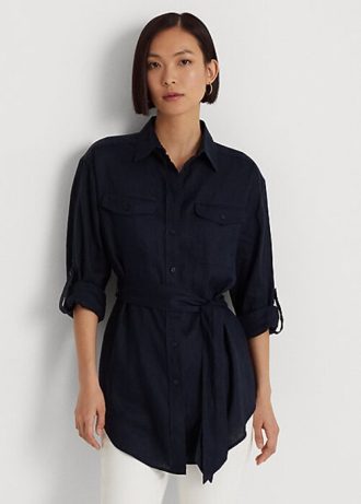 Námořnické dámské lněné košile Ralph Lauren s páskem