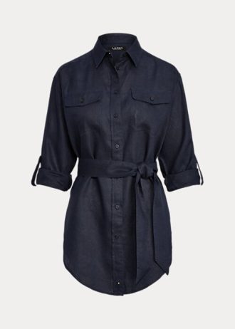 Námořnické dámské lněné košile Ralph Lauren s páskem