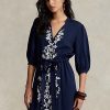 Námořnické dámské maxidress šaty Ralph Lauren s květinovou výšivkou Námořnické dámské maxidress šaty Ralph Lauren s květinovou výšivkou