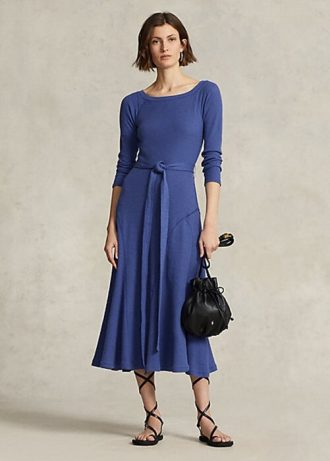 Námořnické dámské midi šaty Ralph Lauren s bavlněným výstřihem