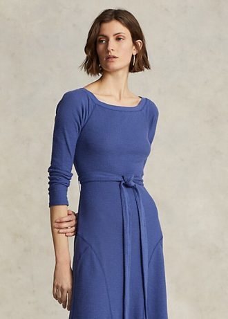 Námořnické dámské midi šaty Ralph Lauren s bavlněným výstřihem