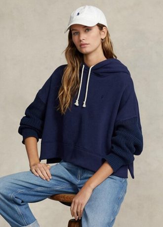 Námořnická dámská mikina s kapucí Ralph Lauren Boxy Fit Hybrid Jumper Námořnická dámská mikina s kapucí Ralph Lauren Boxy Fit Hybrid Jumper