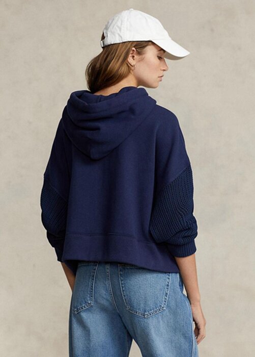 Námořnická dámská mikina s kapucí Ralph Lauren Boxy Fit Hybrid Jumper Námořnická dámská mikina s kapucí Ralph Lauren Boxy Fit Hybrid Jumper