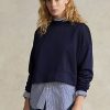 Námořnické dámské mikiny Ralph Lauren Boxy Suede-Patch French Terry Námořnické dámské mikiny Ralph Lauren Boxy Suede-Patch French Terry