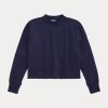 Námořnické dámské mikiny Ralph Lauren Boxy Suede-Patch French Terry Námořnické dámské mikiny Ralph Lauren Boxy Suede-Patch French Terry