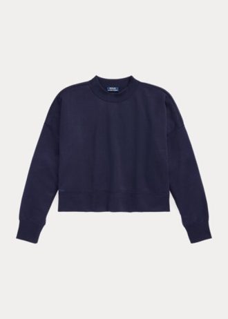 Námořnické dámské mikiny Ralph Lauren Boxy Suede-Patch French Terry