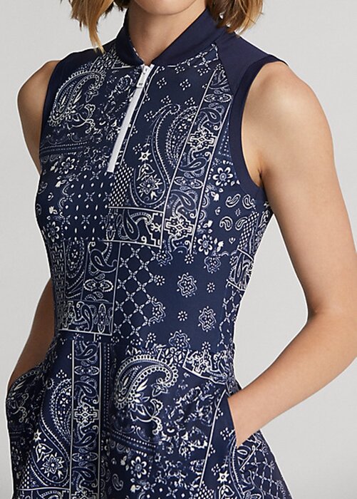 Námořnické dámské obložené žerzejové šaty Ralph Lauren Bandana s potiskem Námořnické dámské obložené žerzejové šaty Ralph Lauren Bandana s potiskem