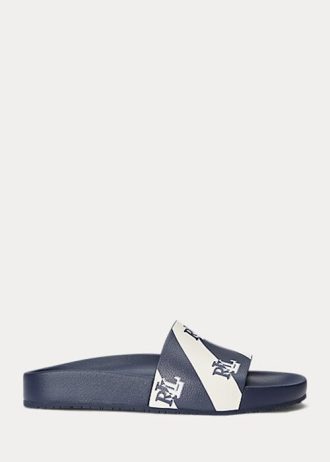 Námořnické dámské pantofle z umělé kůže Ralph Lauren Audrina Logo