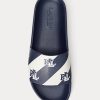 Námořnické dámské pantofle z umělé kůže Ralph Lauren Audrina Logo