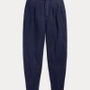 Námořnické dámské plisované keprové kalhoty ze směsi lnu Ralph Lauren