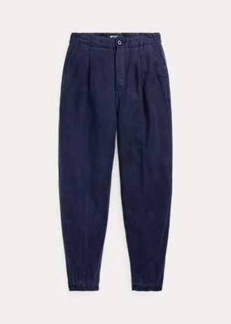 Námořnické dámské plisované keprové kalhoty ze směsi lnu Ralph Lauren