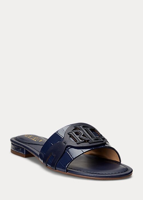 Námořnické dámské ploché boty Ralph Lauren Alegra s embosovanou krokodýlí kůží Námořnické dámské ploché boty Ralph Lauren Alegra s embosovanou krokodýlí kůží