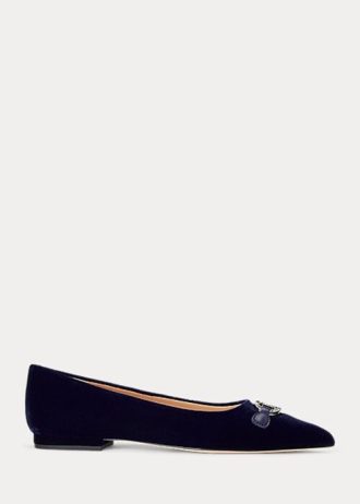Námořnické dámské ploché boty Ralph Lauren Lilah Velvet Ballet