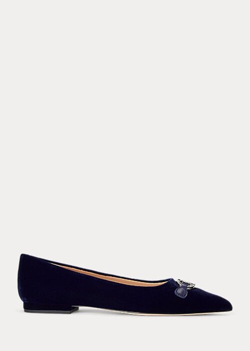 Námořnické dámské ploché boty Ralph Lauren Lilah Velvet Ballet Námořnické dámské ploché boty Ralph Lauren Lilah Velvet Ballet